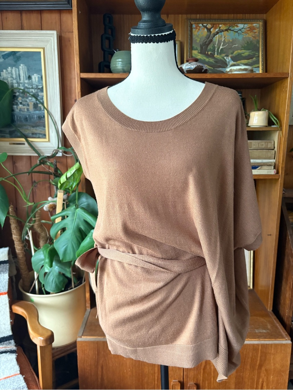 M Rena Artsy Abstract Tie Waist Sweater OS